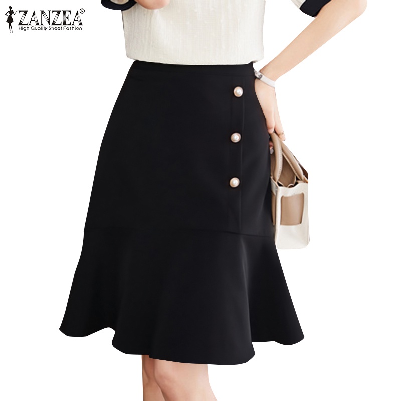Zanzea 女士韓國日常部門高腰魚尾下擺超短裙