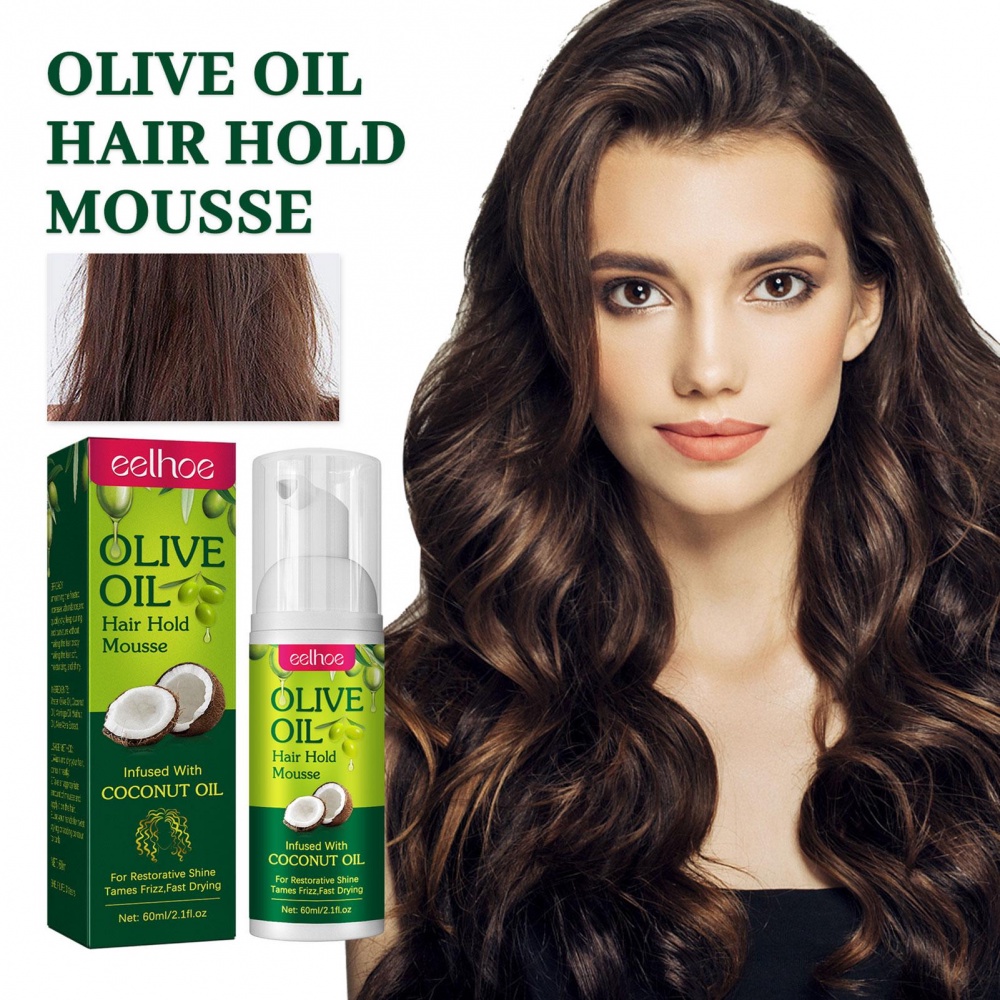 60ml 橄欖油慕斯 泡沫卷髮造型慕斯 天然有機成分 持久蓬鬆滋養 女性護髮產品