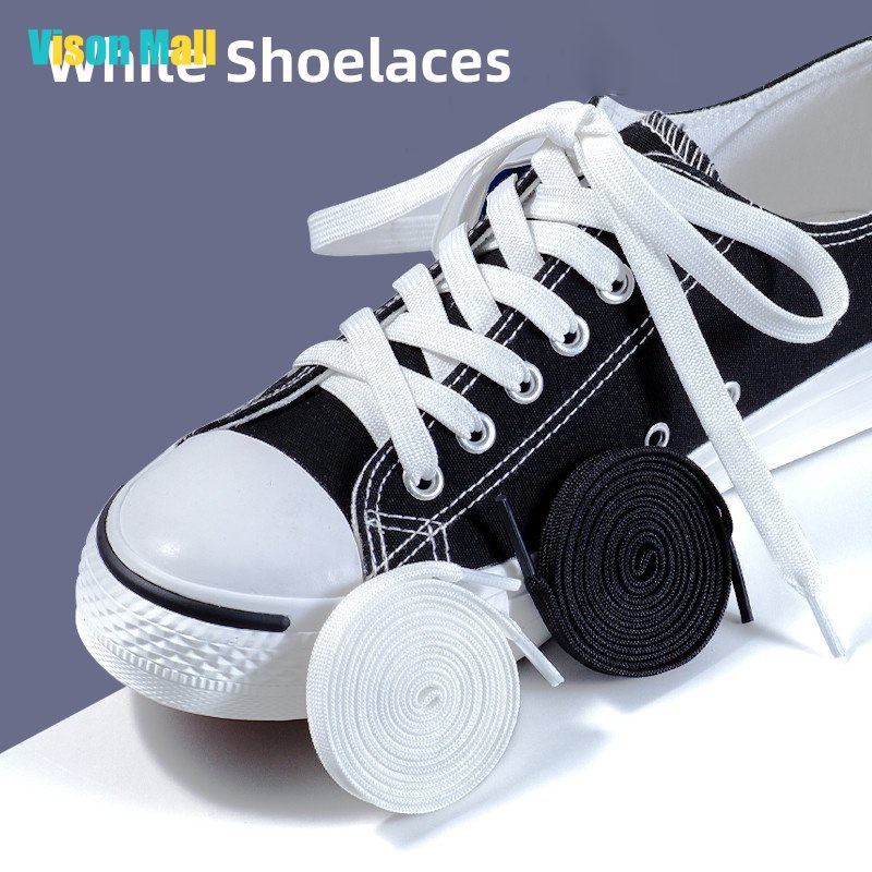 經典鞋帶白色黑色平底鞋帶運動鞋鞋帶鞋帶 60/100/120CM 高品質鞋帶