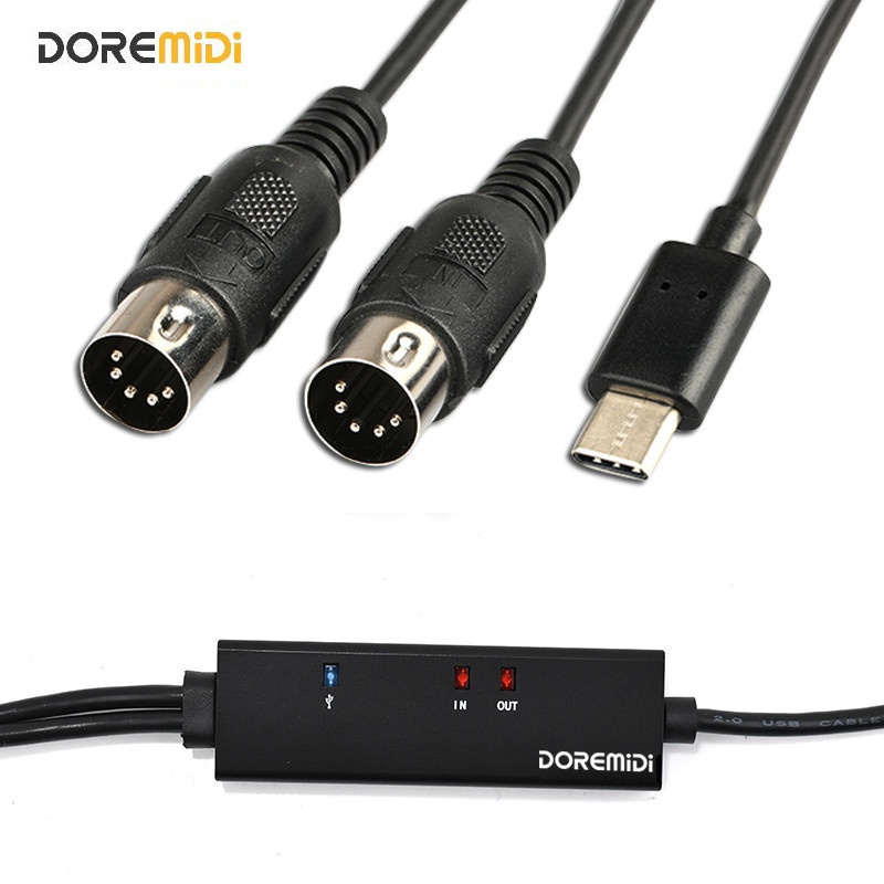 Doremidi MIDI 轉 USB 數據線電子琴電子鼓電動風管音樂編輯數據線轉 USB-C Type-C 數據線轉