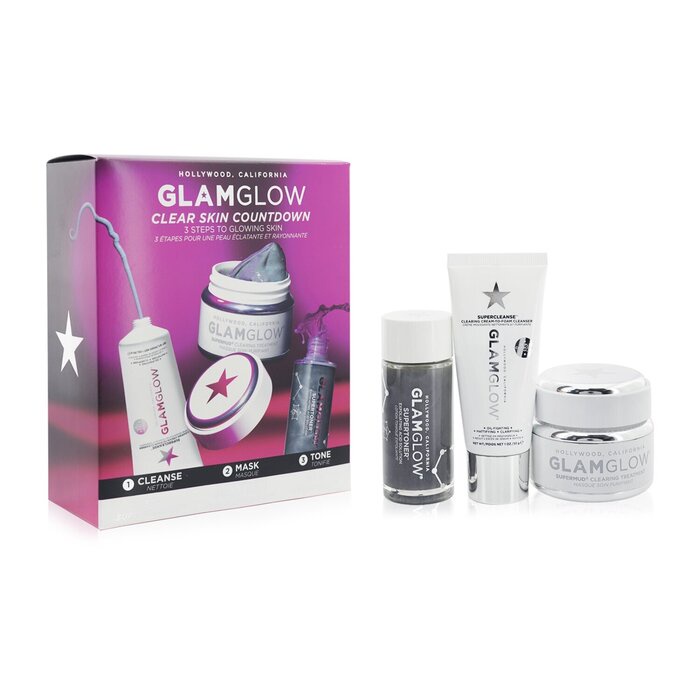 GLAMGLOW - 清透肌膚倒計時套裝：超級清潔 30g + 超泥 50ml + 超級爽膚水 30ml