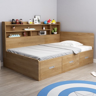 免運 現代簡約榻榻米床小戶型單人床帶書架版式床頭高箱雙人儲物兒童床