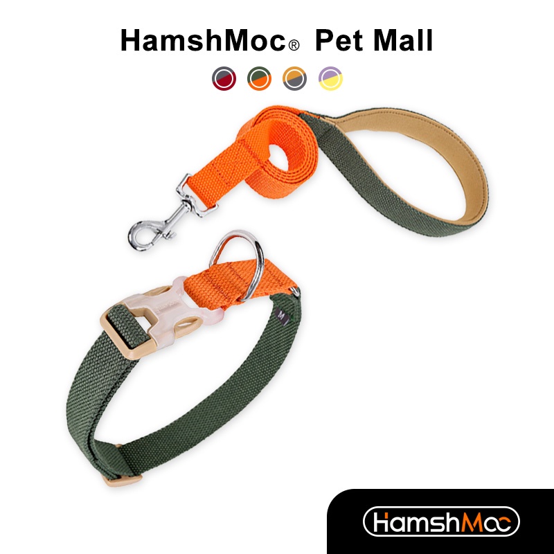 HamshMoc 繽紛時尚狗狗項圈牽繩 可調整寵物脖圈 舒適耐用狗鏈狗繩 經典犬用遛狗用品 小中大型犬【現貨速發】