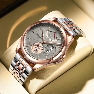 BINBOND 原裝豪華時尚商務不鏽鋼防水手錶男士超薄石英腕錶