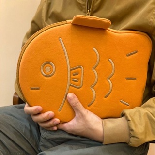 韓國新款筆記本包 女生可愛平板內袋 醜萌可愛鯛魚燒11寸ipad內袋13寸mac筆電手拿包