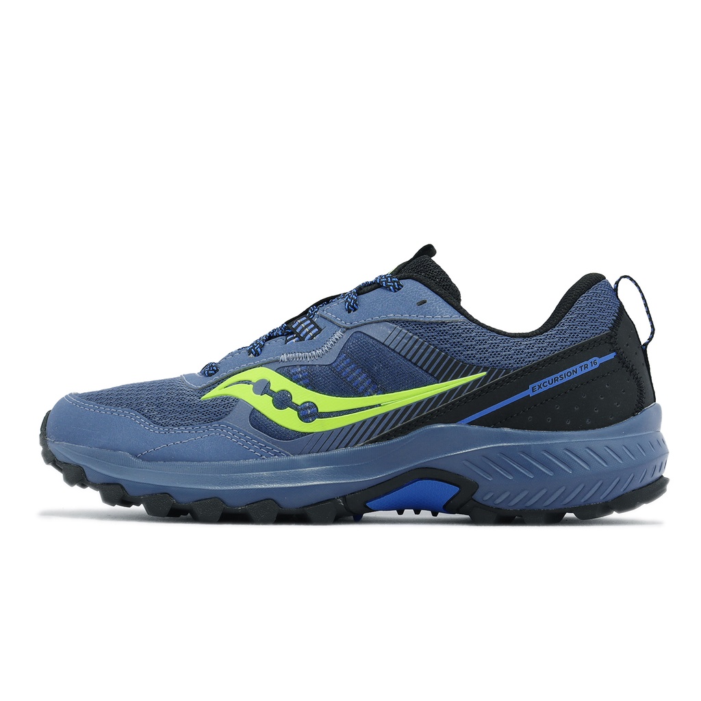 Saucony 越野跑鞋 Excursion TR16 海藍色 螢光綠 戶外 男鞋 索康尼 【ACS】 S2074414