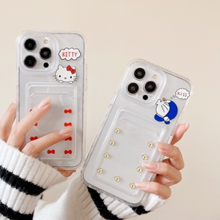 透明彩繪卡套 Doraemon Hello Kitty 卡通手機殼適用於 iPhone 6 6s 7 8 Plus SE