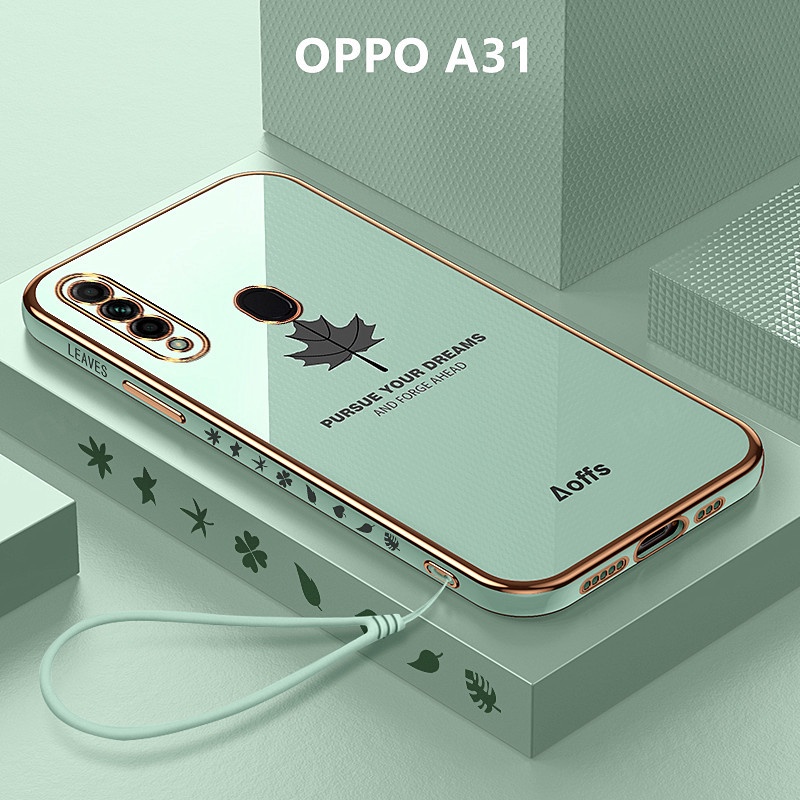 外殼 OPPO A31 2020 楓葉電鍍保護套軟 TPU 手機殼 OPPO A31