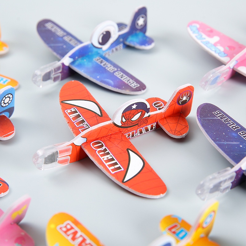 迷你手拋小飛機 卡通diy組裝泡沫飛機 兒童玩具 航空模型 幼兒園禮物獎品 YL152