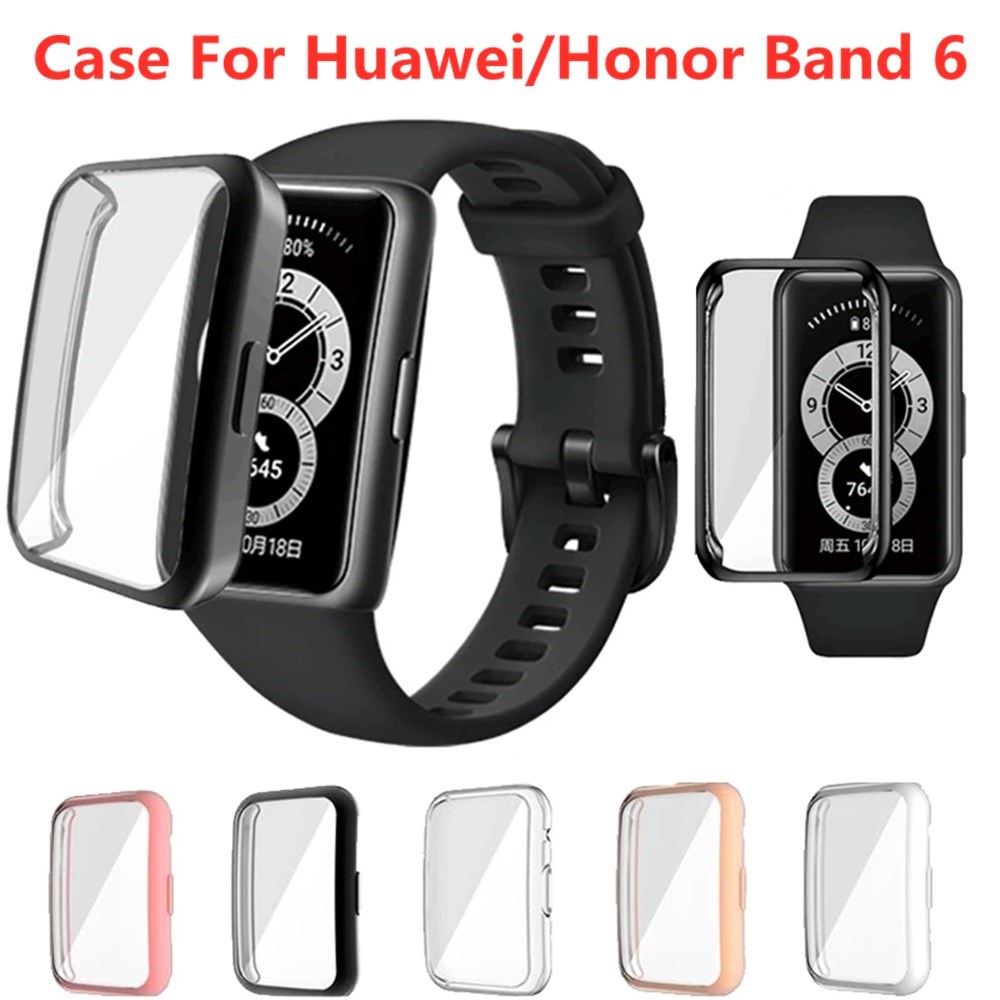 華為 Honor Band 6 保護性 TPU 保險槓全覆蓋屏幕保護膜華為手環 6 華為手環 7 8 軟殼手錶保護套