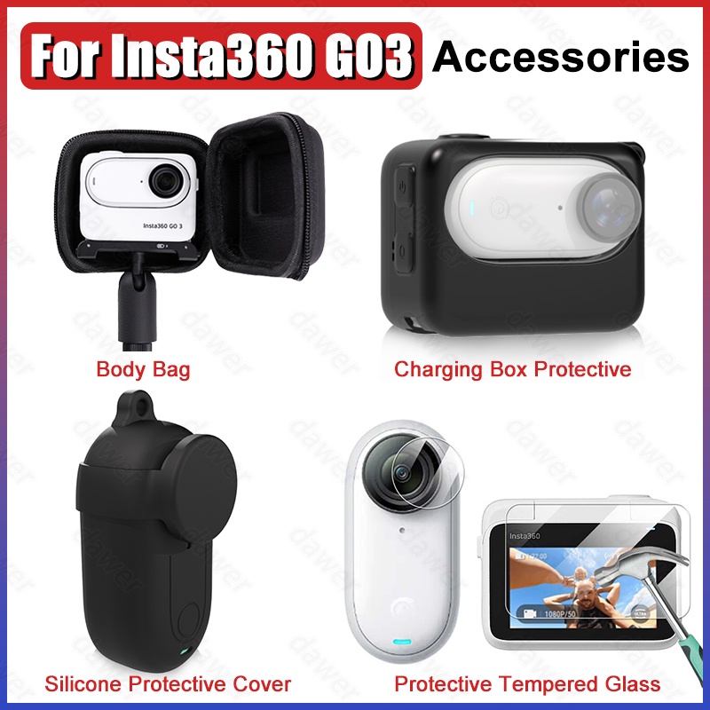 Insta360 GO3 高品質矽膠保護套鋼化膜運動保護袋相機配件的身體包