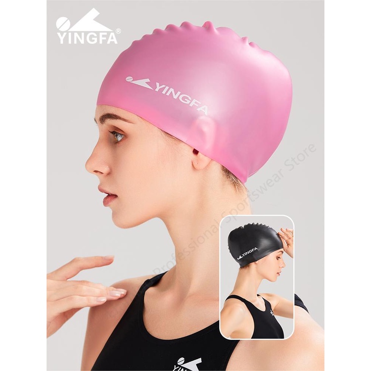 Yingfa 2023 新款女士男士防水柔性矽膠耳長發保護游泳池游泳帽帽子套成人