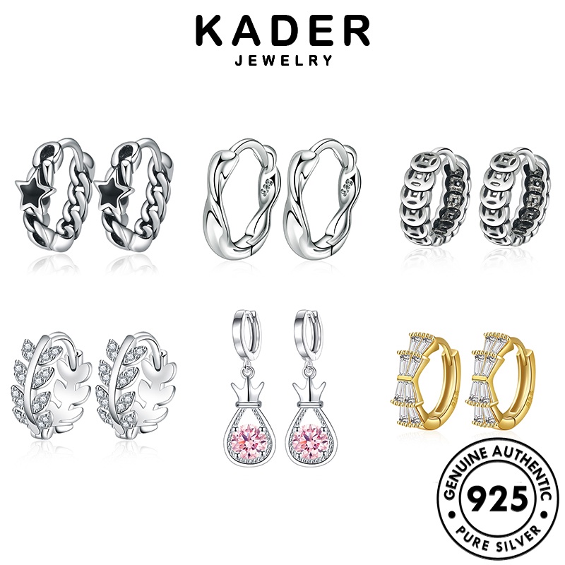 Kader Jewelry Star 925 女士圈形耳環銀莫桑石鑽石原裝 M013