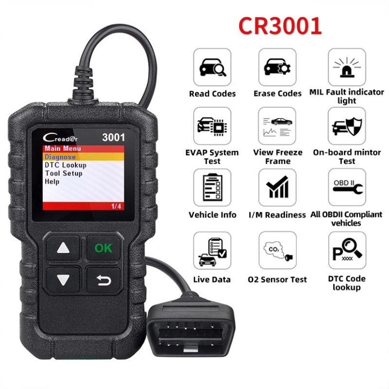 推出 X431 CR3001 Auto Obd2 掃描儀代碼閱讀器 Creader 汽車診斷工具 OBDII EOBD