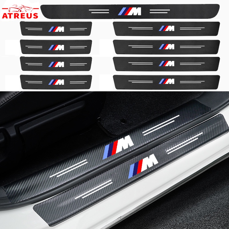 BMW 寶馬m汽車門檻貼紙碳纖維皮革保護貼汽車門檻防刮適用於寶馬e36 E46 E30 E90 F10 F30 E39