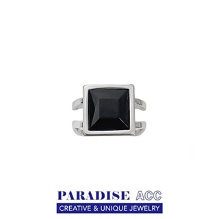 PARADISE 開口可調節 大寶石 方形 黑寶石 戒指