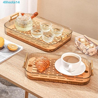 Leota 杯子收納托盤,雙層塑料餐具瀝水架,簡單乾燥矩形鏤空餐盤客廳
