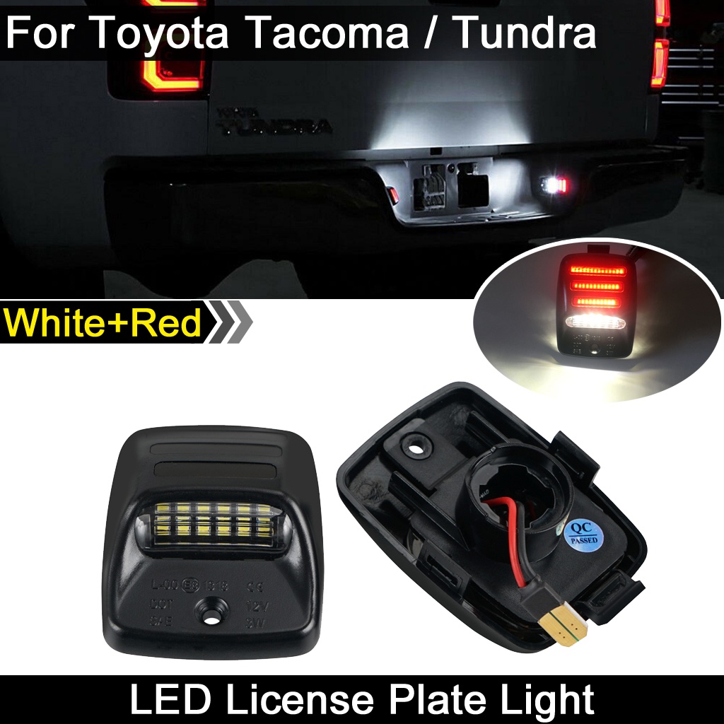 2 件適用於豐田 Tacoma 2005-2015 Tundra 2000-2013 紅色+白色 LED 牌照燈牌照燈