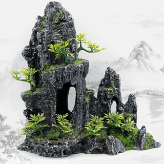魚缸造景 魚缸擺件 魚缸水草植物懶人水草造景樹脂假山石水族箱裝潢模擬 假山擺件
