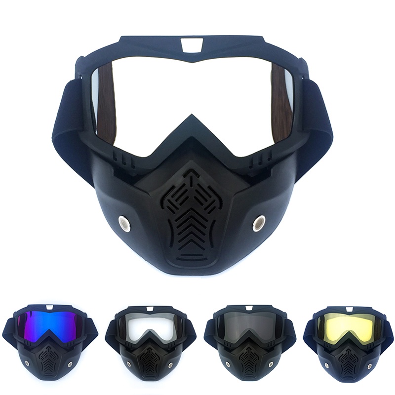 防霧護目鏡防止唾液飛濺，防護面罩，適用於哈雷復古機車頭盔，配備防風鏡