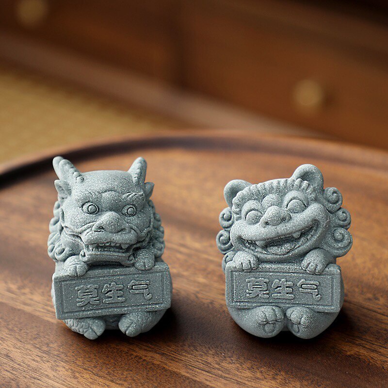 中國麒麟石膏工藝品模具不要生氣漢字石獅子擺件矽膠模具水泥混凝土模具 mo0222