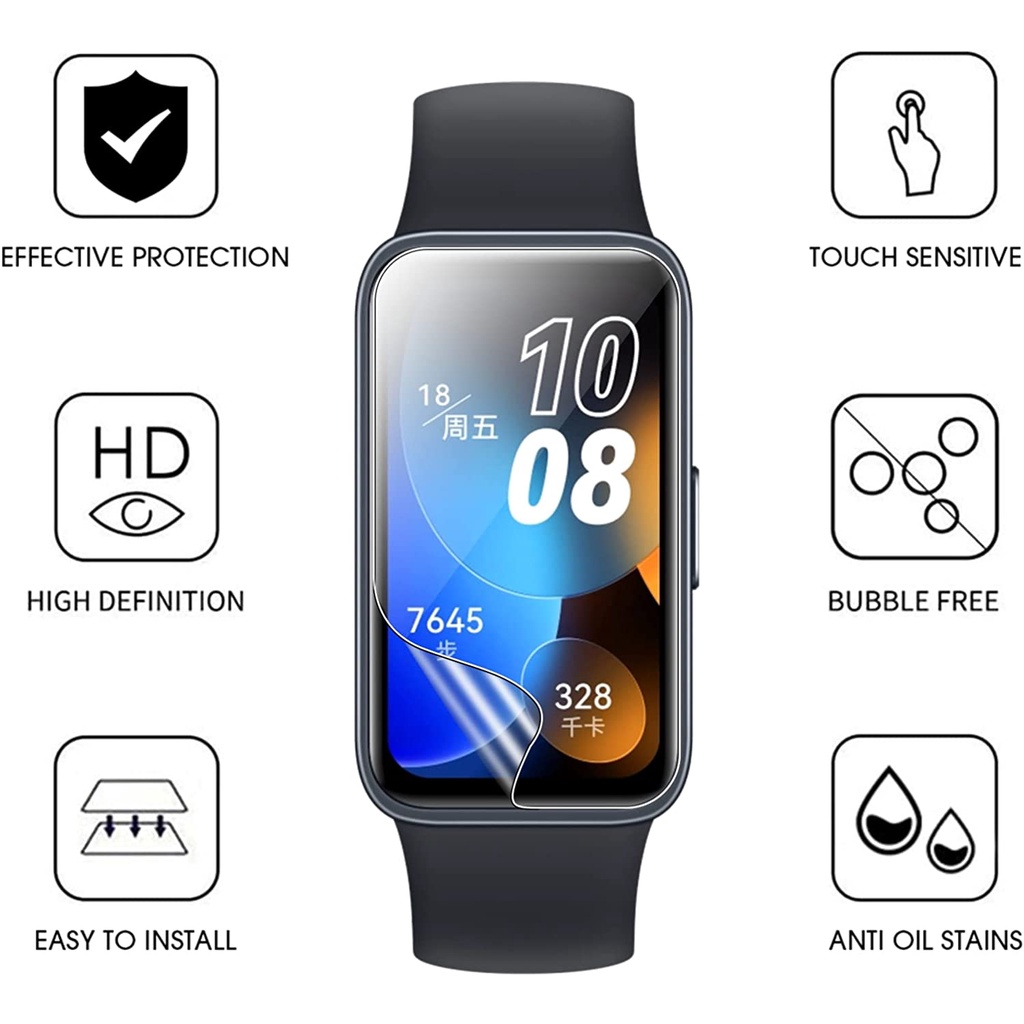 華為手環 8 片保護膜軟屏保護膜全覆蓋智能手錶配件(非鋼化玻璃)
