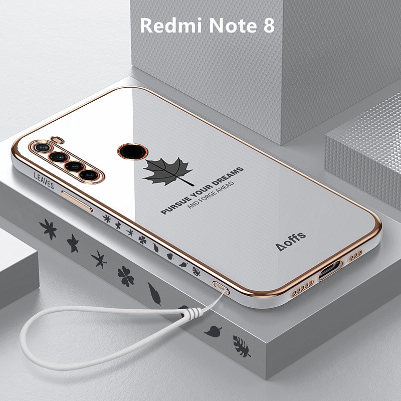 外殼 Redmi Note 8 外殼電鍍蓋楓葉軟 TPU 手機殼 Redmi Note 8