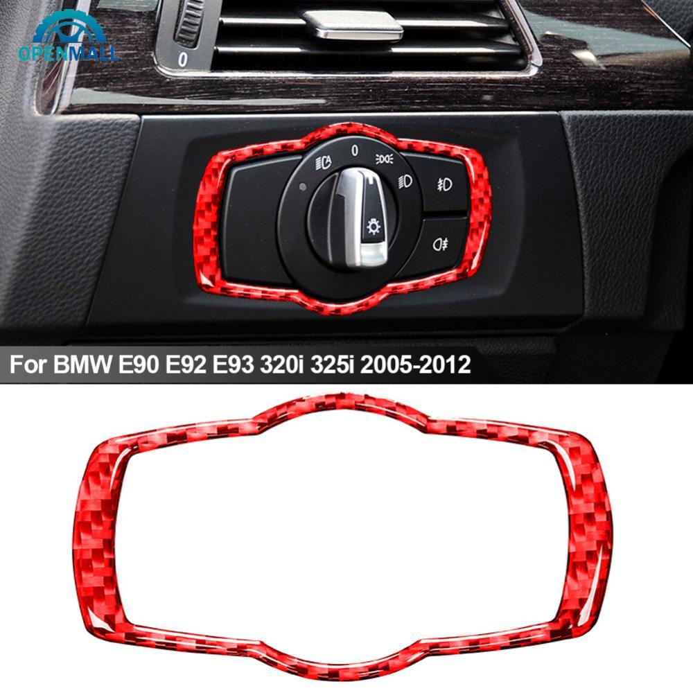 BMW Openmall 碳纖維汽車大燈開關框架蓋裝飾內飾配件貼紙適用於寶馬 E90 E92 E93 320i 325i