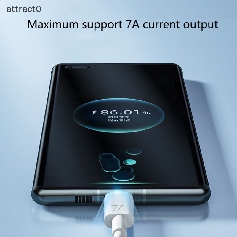 Attact 7A 100W Type C USB 數據線超快充電線適用於華為 mate40Pro nova9 TW