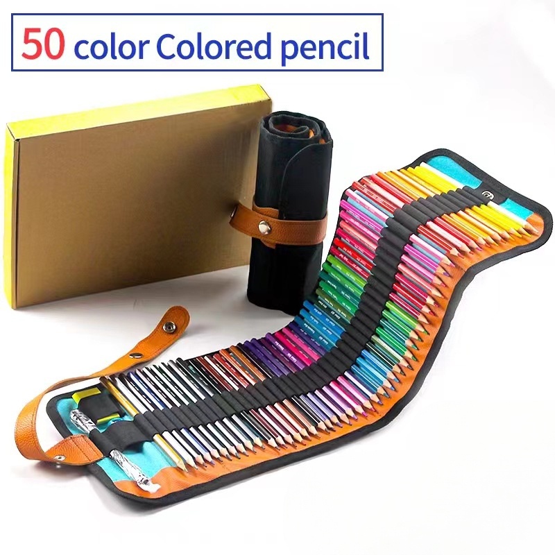 50 色木製彩色鉛筆六角油性彩色鉛筆套裝鉛筆用於繪畫藝術
