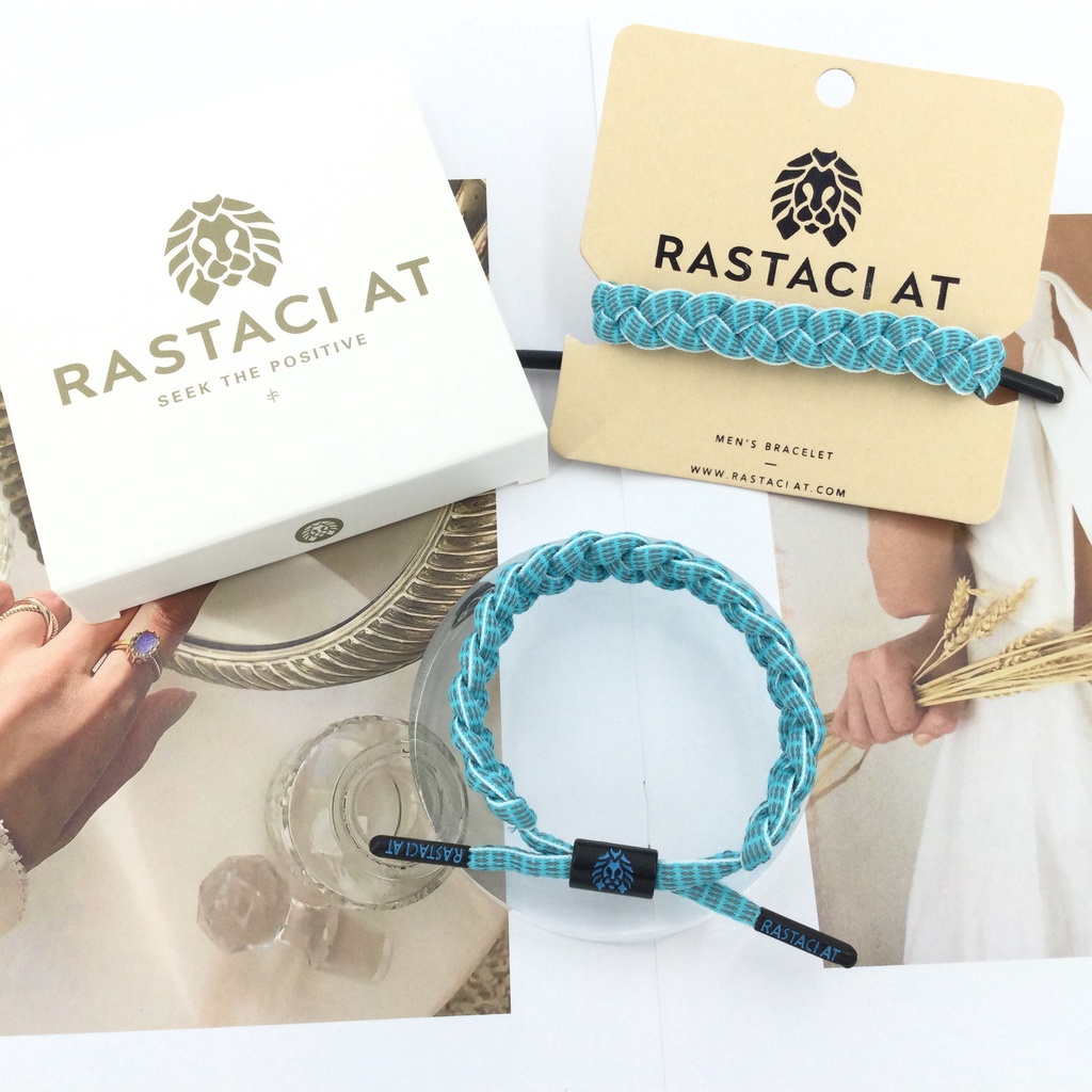 RASTAClAT 反光手鍊藍色帶禮盒可調節繩手鍊編織手鍊女士男士生日友誼情侶禮物手工飾品