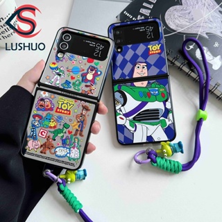 Lushuo 手機殼適用於三星 Galaxy Z Flip 3 5G 和 Z Flip 4 可愛卡通迪士尼玩具總動員巴斯