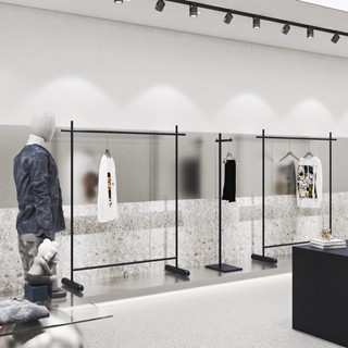 【免運費】黑色服裝店展示架麻列落地式掛衣架中島貨架男女裝店專用不銹詩架收納架 儲物架 置物架 衣架