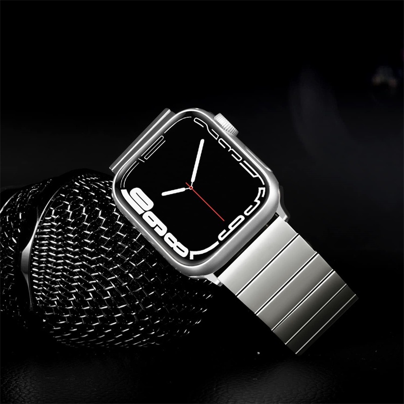 不銹鋼錶帶適用於 Apple Watch 7 8 se 6 5 4 Ultra 金屬鏈 單節手鏈 iWatch 45mm