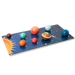 兒童蒙氏早教玩具 八大行星益智拼圖 認知宇宙太陽系星球 木製配對板