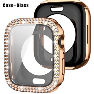 全屏保護殼鑽石保護套+鋼化玻璃兼容 Apple watch 49mm 45mm 41mm 44mm 40mm iwatc