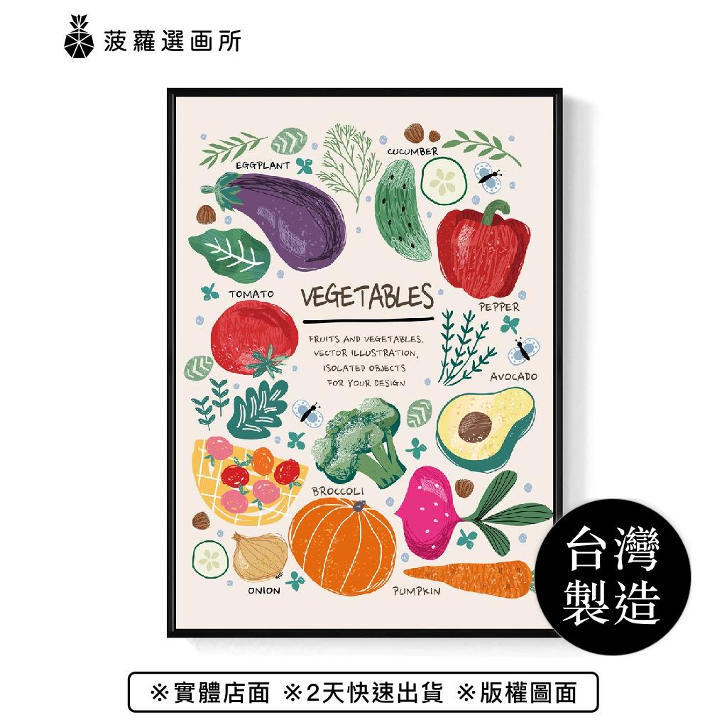 新鮮蔬果圖鑑II - 手繪感蔬果裝飾掛畫/早餐店裝飾掛畫/廚房裝飾/餐廳擺設/菠蘿選畫所