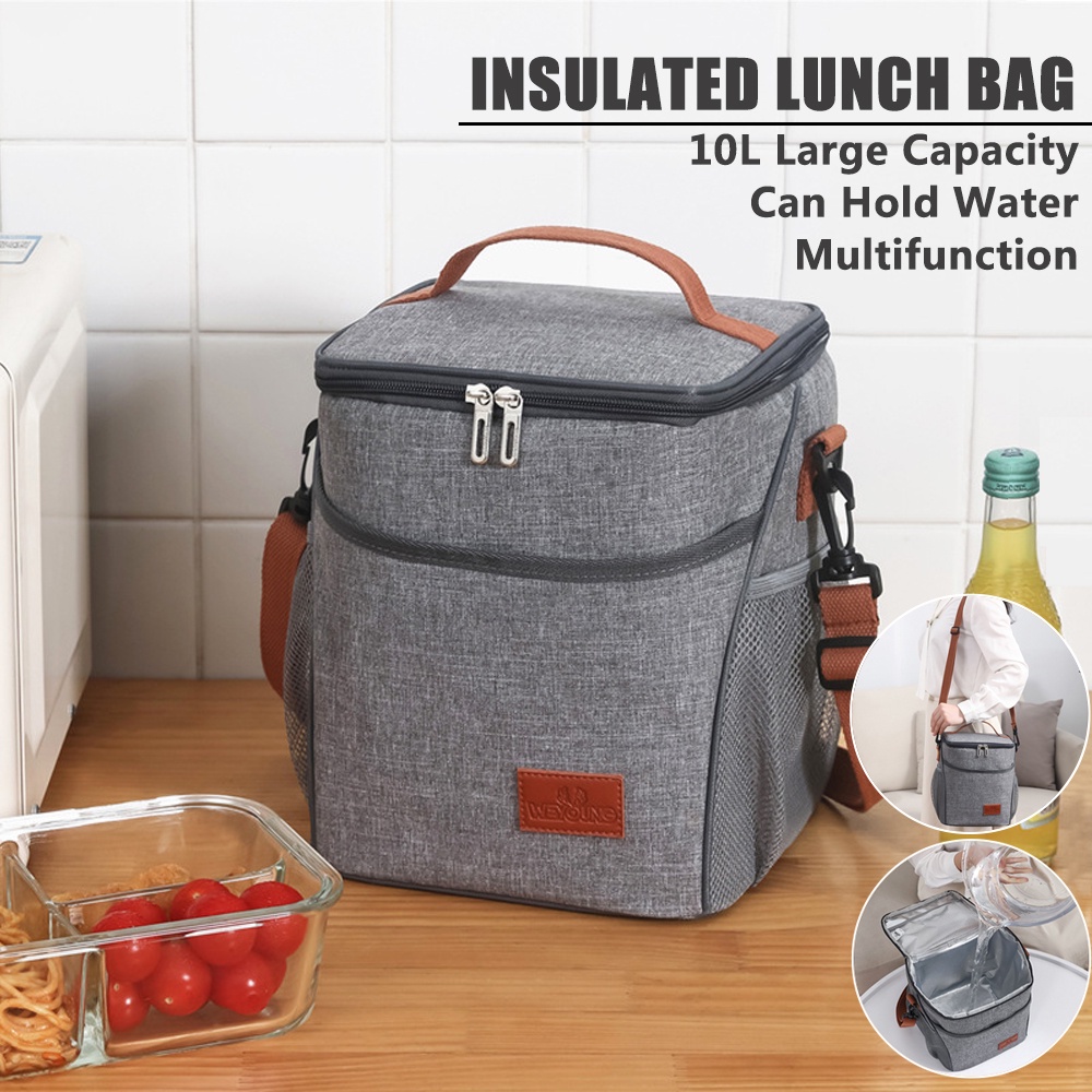 10l保溫午餐袋防水單肩包多功能冰袋大容量飯盒袋