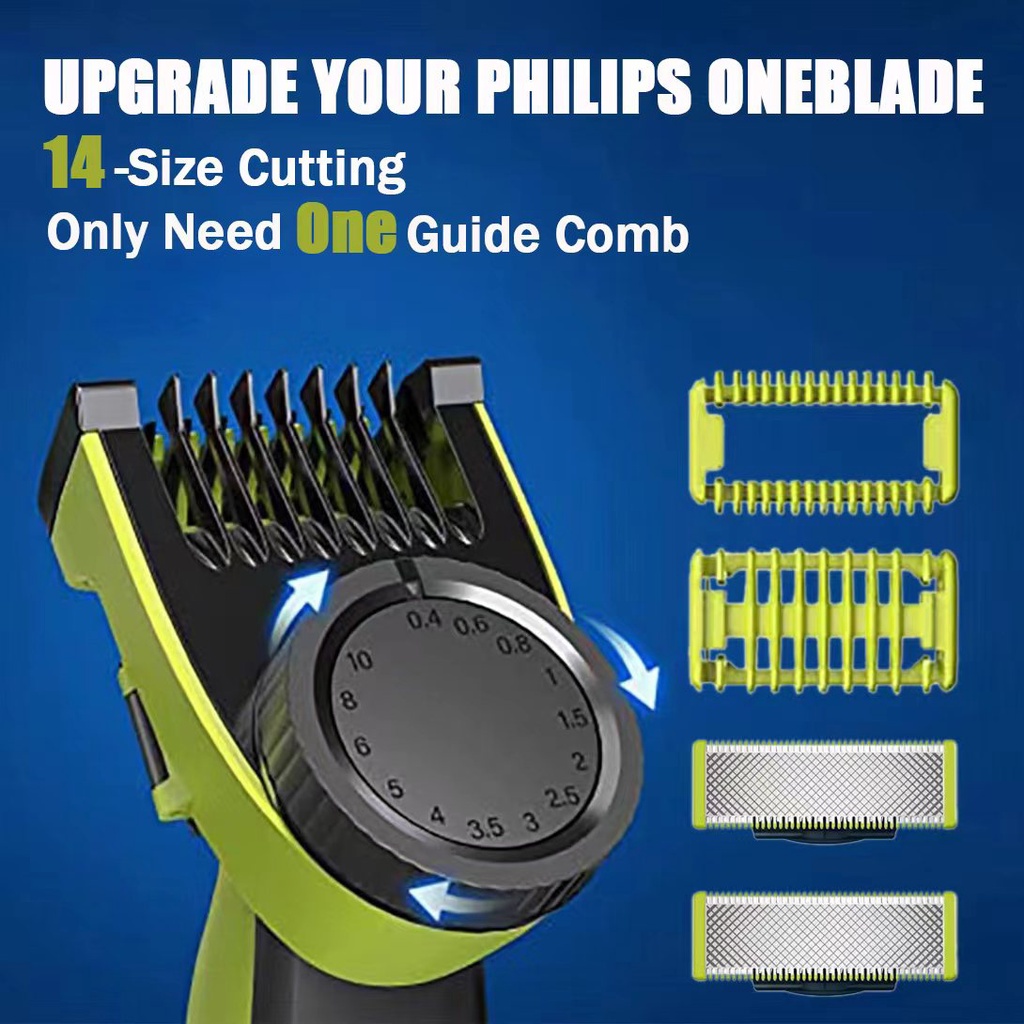 飛利浦 OneBlade 剃須刀可調節 14 長精密導向梳/耐用導向梳保護修剪器用於一刀片