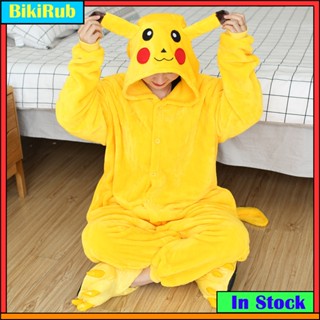 Kigurumi 女士男士 Baju Tidur 睡衣套裝可愛皮卡丘縫線熊貓卡通長袖睡衣