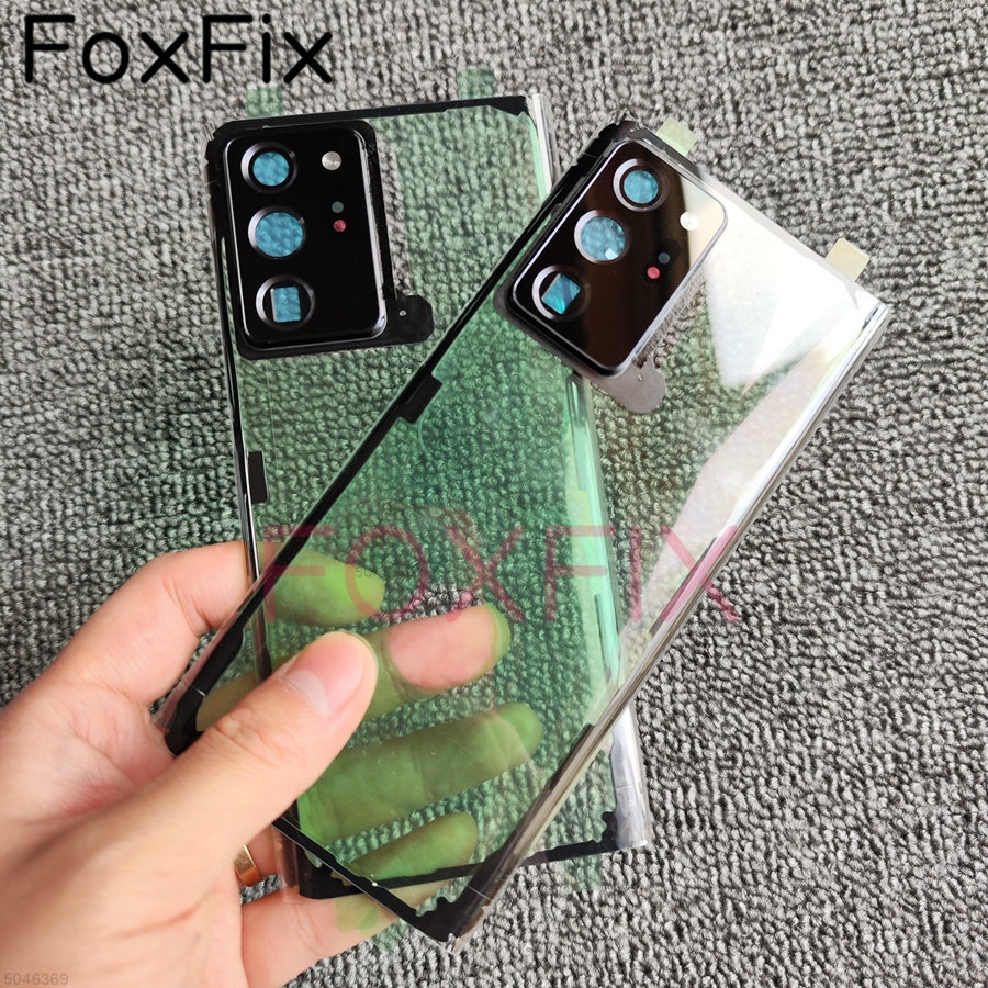 SAMSUNG 適用於三星 Galaxy Note20 Ultra 5G 電池蓋板後殼門殼 + 相機鏡頭更換的透明玻璃後
