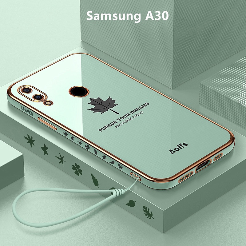 SAMSUNG 外殼三星a30手機殼楓葉電鍍保護套軟tpu手機殼三星galaxy A30