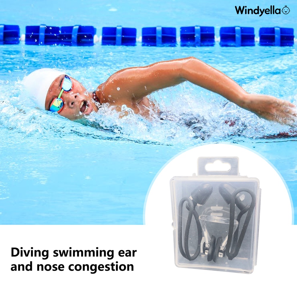 [戶外優品]游泳鼻塞矽膠防護耳塞帶線耳鼻塞防嗆水潛水游泳套裝