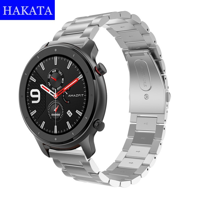 適用於華米手錶錶帶 Amazfit GTR智能手錶 42mm 47mm 不銹鋼錶帶 20mm 22mm通用金屬錶帶