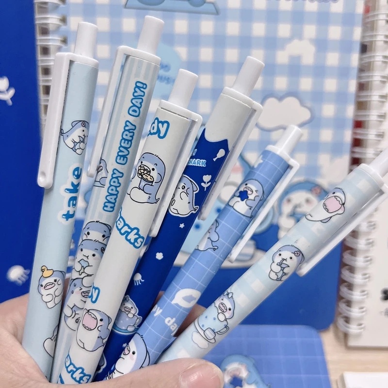 【批發價】5個起批0.5mm鯊魚寶寶中性筆/藍色卡通測試筆/兒童書桌書寫筆文具