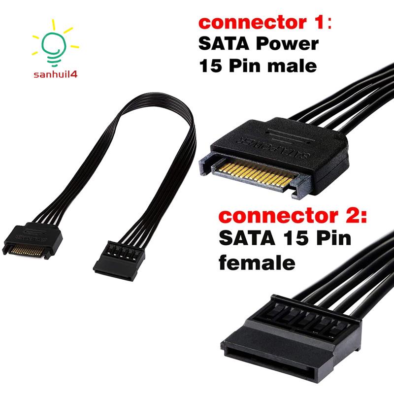 Sata 電源延長線,15 針 SATA 公對母延長電源線適配器,用於硬盤驅動器磁盤 HDD,SSD,30CM