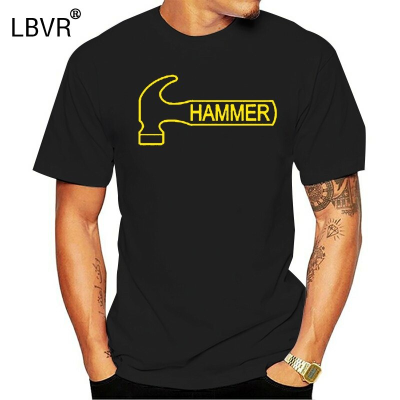 男士 t 恤 Hammer 男士保齡球無標籤 100% 黑色橙色 t 恤