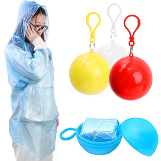 一次性雨衣壓縮口袋球/便攜式迷你雨衣球/加厚一次性雨衣斗篷應急/帶鑰匙扣的防水雨衣球