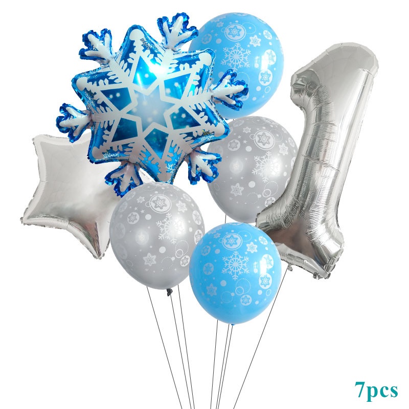 7 件裝冷凍主題氣球套裝雪花 32 英寸數字鋁膜氣球生日派對需要裝飾