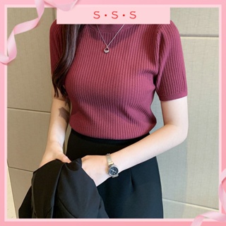 【SSS洋裝】針織上衣女夏季韓式圓領短袖上衣